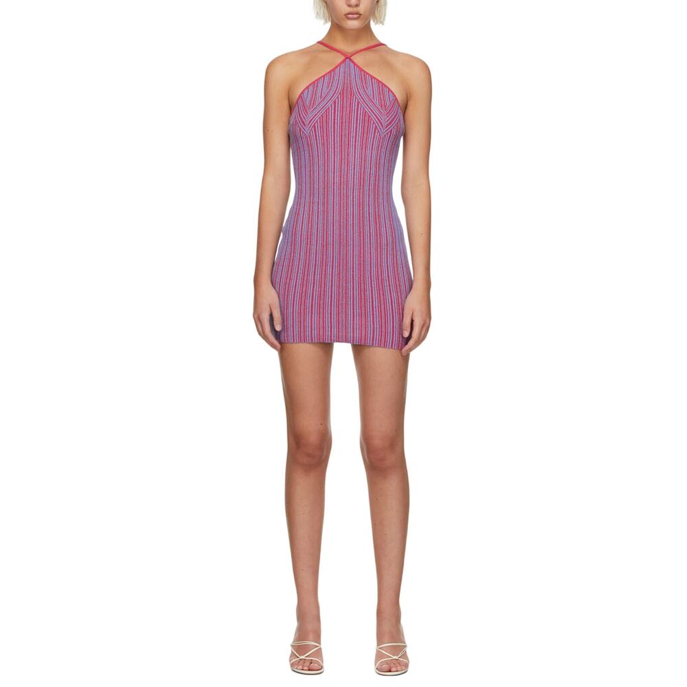 Anna Quan Ribbed Red And Blue Tanesha Mini Dress Size 6